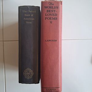 Lot of 2 Vintage Poetry Book Blue Red Hardbacks: Oxford Books of American Verse